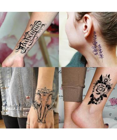 Small Flowers Letters Temporary Tattoos - 3D Moon Planet Lavender Fake Tattoos - Realistic Feather Butterfly Sticker for Kids & Adults - 73 Count - Buy Online on GoSupps.com