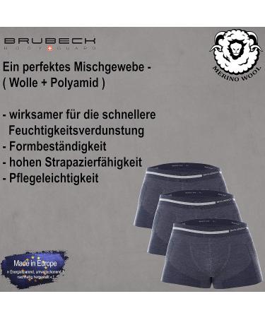 Brubeck Men's Boxer Shorts 3-Pack | Breathable & Functional | Retro Design | 41% Merino Wool | Sport Underpants - BX10430 S Marineblau - Buy Online on GoSupps.com