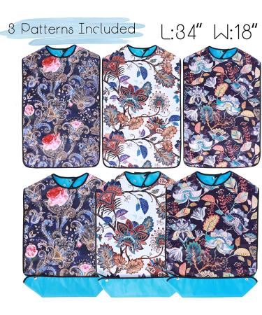 French Chic Waterproof Adult Bibs for Women with Crumb Catcher - 3 Pack | Washable & Stylish - Buy Online on GoSupps.com