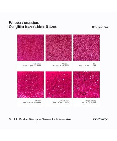 Hemway Extra-Chunky Glitter 100g - Cosmetic Safe Dark Rose Pink 1mm | Buy Internationally - Buy Online on GoSupps.com