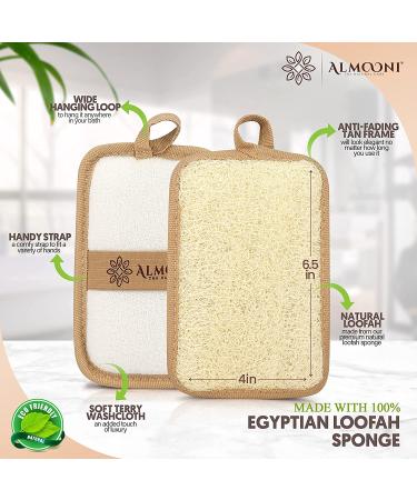 Almooni Premium Egyptian Exfoliating Loofah Pad Body Scrubber - Natural Egyptian Shower Sponge - 2 Pack - Buy Online on GoSupps.com
