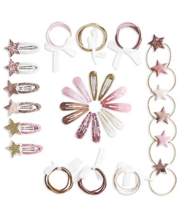 Paper dragon special 48 hair clips and hair tie in many colors - durable and robust - children's spectrum with glitter and fabric cover - hair accessories * stars * - for long and fine hair