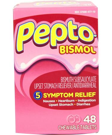Pepto-Bismol Original Chewables 5 Symptom Relief 48 Count (Pack of 3) - Buy Online on GoSupps.com