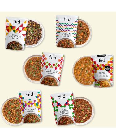  Fiid 100% Natural Vegan Microwave Ready Meals Flavour Multipack - 6x 275g Pouches - 6 Flavours (Vegetarian Food Pouch High in Fibre & Protein Low in Sugar Gluten Free) - Buy Online on GoSupps.com