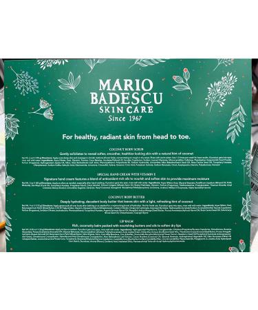 Shop Mario Badescu Best of Body Essentials 4 Piece Skincare Gift Set - Lip Balm Coconut Scrub & Body Butter - Perfect for All Skin Types - Buy Online on GoSupps.com