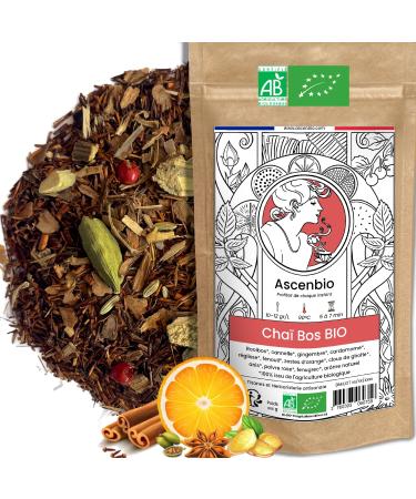 Ascenbio ? Chai bos ORGANIC Rooibos Cinnamon and spices ? Ayurvedic herbal tea, Christmas herbal tea ? 180 g bulk ? Prepared
