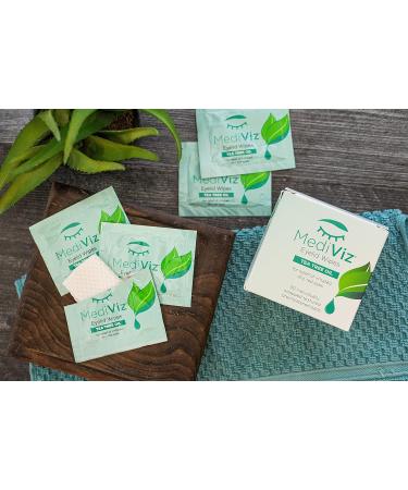 Mediviz Tea Tree Eyelid Wipes (30-Pack) - Exfoliating Hypoallergenic Eyelid Scrubs for Crusty Eyelashes, Bumps, Itchiness, Mites, Gland Health, and Irritation - Buy Online on GoSupps.com
