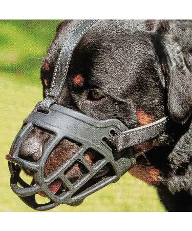 Barkless dog muzzle soft silicone muzzle for dogs bite chew and bark enables drinking and panting used with collar 6 (snout 13 -15 ") black