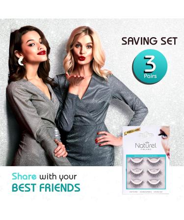 Shop Reusable Fake Eyelashes - Lightweight Self-Adhesive False Lashes | No Glue Needed - 3 Sets - Buy Online on GoSupps.com