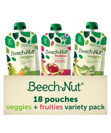 Beech-Nut Baby Food Pouches Variety Pack, Fruities & Veggies, 3.5 oz (18 Pack) Fruit & Veggie Variety Pack