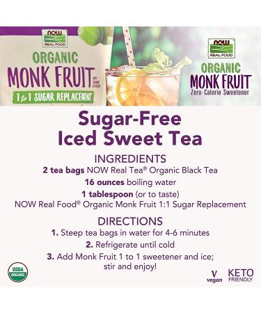Now Foods Organic Monk Fruit 1-to-1 Sugar Replacement - 1 lb (454 g) | Natural Sweetener - Buy Online on GoSupps.com