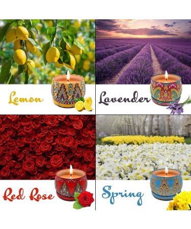Premium Scented Candles Gifts for Women Organic Soy Wax - 5.65 oz Large Aromatherapy Candles 4pk Metal Mothers Day Gifts Gifts for Her Valentines Gifts Presents for Anniversary (C) - Buy Online on GoSupps.com