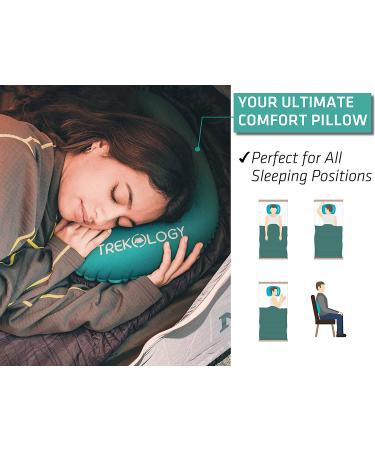 TREKOLOGY Aluft 1.0 Inflatable Camping Pillow - Comfy Backpacking Pillow for Sleep, Travel, Beach - Green - Buy Online on GoSupps.com