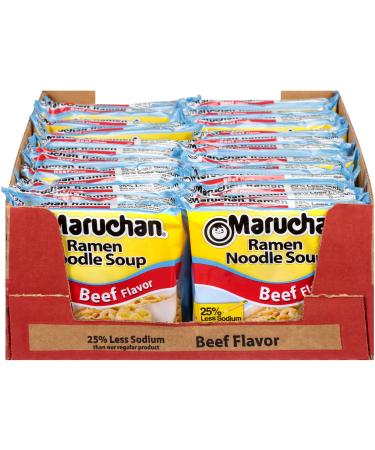 Maruchan Ramen Less Sodium Beef, 3.0 Oz, Pack of 24