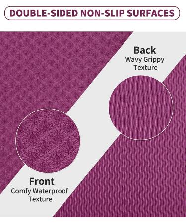 Ewedoos Eco Friendly Yoga Mat with Alignment Lines - Non Slip TPE Mat, 1-Inch Thick Padding for Yoga, Pilates, Fitness - Purple - Buy Online on GoSupps.com