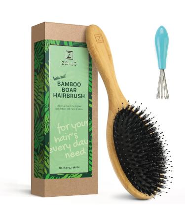 Natural Boar Bristle Hair Brush for Women  Men  Kids  Dry and Wet Detangling Hair Brush Gently Enhances Shine  Smooths Frizz and Prevents Breakage in Fine and Straight  Thick and Curly Hair (oval) 1 Count (Pack of 1)