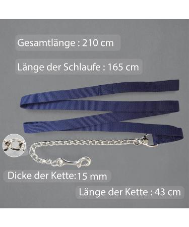 Guide for Horses - Safe Iron Chain & Nylon Handle | 2.10m Length for Stallion Dogs Ponies & Donkeys - Dark Blue - Buy Online on GoSupps.com