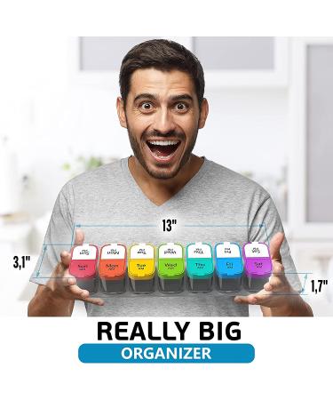 Large 7 Day Pill Organizer - AM/PM Pill Box Case - Weekly Medication Vitamin Organizer - 7 Day Pill Container - Buy Online on GoSupps.com