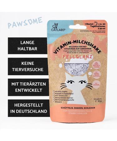 Catlabs 30 Portions Fur Gloss | Vitamin Milk Shake for Cats | 90g Milk Powder with Vitamins & Minerals | Supplementary Feed for Beautiful Fur - Buy Online on GoSupps.com