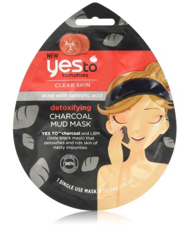 Yes To Tomatoes Detoxifying Mud Mask, Purifying & Conditioning Mask That Prevents New Acne From Forming & Removes Impurities, With Charcoal & Salicylic Acid, Natural, Vegan & Cruelty Free, 1-Pack