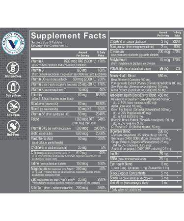Vitamin Shoppe Ultimate Man Gold Multivitamin - High Potency Energy & Antioxidant Blend - 180 Tablets - Gluten & Dairy Free - Men's Daily Mineral Supplement - Buy Online on GoSupps.com