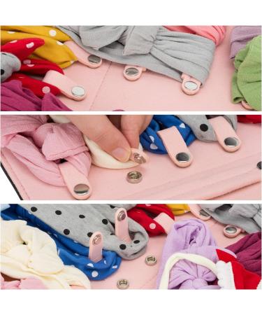 PACMAXI Hanging Baby Girl Headbands Organizer - Newborn Headbands and Bows Holder (10 Snap Band + 18 Snaps Pink) - Buy Online on GoSupps.com