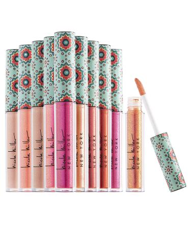 Nicole Miller 10 Pc Lip Gloss Collection, Shimmery Lip Glosses for Women and Girls, Long Lasting Color Lip Gloss Set with Rich Varied Colors (Green)