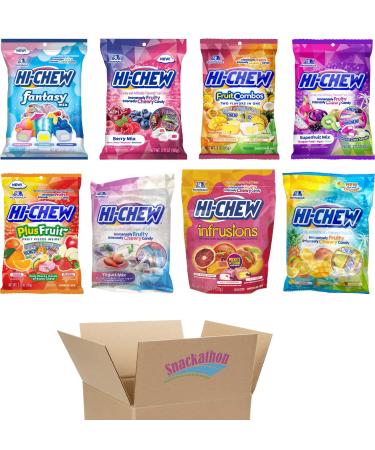 Hi Chew 8 Variety Pack, Fantasy, Berry, Fruit Combos, Superfruit, Plus Fruit, Yougurt, Infrusions, Tropical (Pack of 8) 8 Excitings 8 Piece Assortment