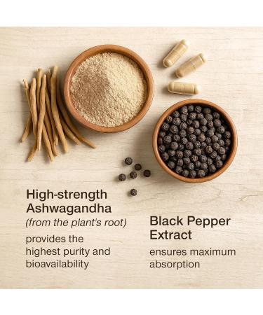 Organic Ashwagandha High Strength - 1000mg Ashwaganda 120 Capsules - Natural Support for Calm & Balance - Pure Root Powder with Black Pepper - Enhanced Absorption - Soil Association Organic Certified 120 count (Pack of 1) - Buy Online on GoSupps.com