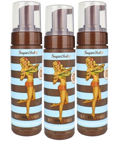 SugarBaby Sun Believable Dark Bronze Self Tanner Mousse 6.08 Fl. Ounce (Tri-Pack)