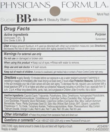 Buy Physicians Formula Super BB All-in-1 Cheek & Lip Beauty Balm - Natural Peach - 0.23 oz - International Shipping Available - Buy Online on GoSupps.com