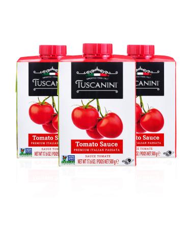 Tuscanini Italian Tomato Sauce, Premium Italian Passata, 17.6oz (3 Pack) Resealable, Product of Italy Tomato Sauce,Italian 1.1 Pound (Pack of 3)