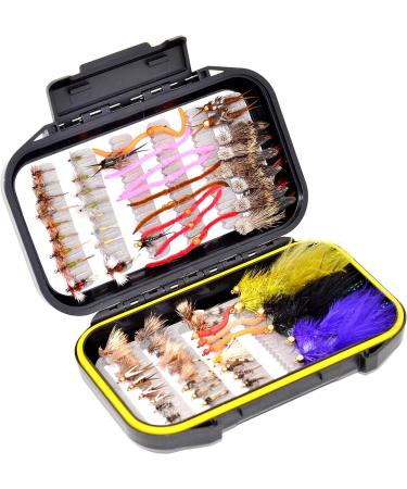 72-Piece Fly Fishing Flies Assortment for Trout & Bass | Dry, Wet, Nymphs, Streamers, Caddis, Wooly Buggers | Premium Lures - Buy Online on GoSupps.com