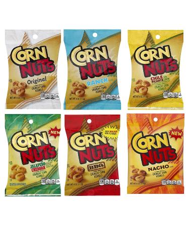 Corn Nuts Variety Gift Box - 6 Flavors (4 oz Bags) - Original, Barbecue, Chile Picante, Ranch, Jalapeno & Cheddar, Nacho - Buy Online on GoSupps.com