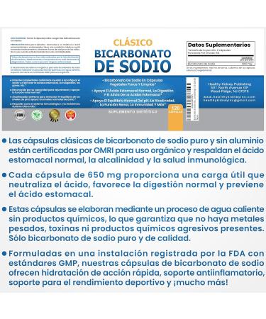 Bicarbonato de Sodio cl sico 650 mg USO org nico Natural Pastillas de bicarbonato de Sodio en polvo Tabletas de bicarbonato de Sodio (c psulas) Alcalinidad del cido del est mago 120 c psulas - Buy Online on GoSupps.com