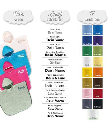 Personalized Pink Badeponcho for Kids - Oeko-Tex Cotton Hooded Towel with Embroidered Names & Motifs | My Stitchery - Buy Online on GoSupps.com