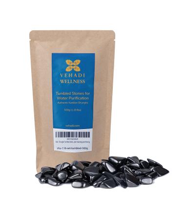 Shungite Tumbled Stones for Water Purification 500g (1.10 lbs) Crystal Water Bottle Healing Healing Crystal Infused Water Authentic Shungite Nuggets for Water Cleansing and Filtering 500g Tumbled Shungite