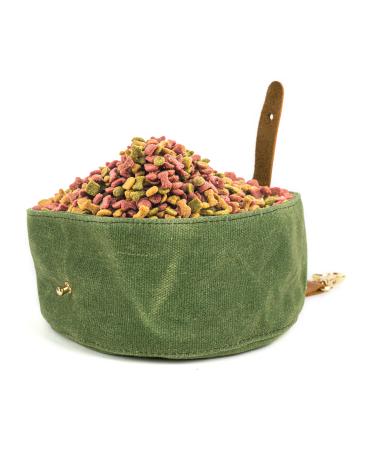 Buust dog bowl made of waxed fabric - travel apple for folding - in green - up to 1h to 1h - 1 l water bowl for on the go - folding for dogs