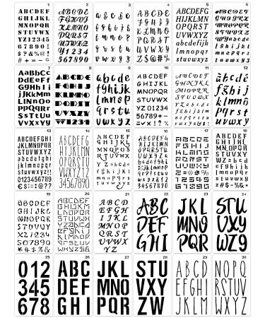 30 Pieces Letter Stencils for Painting 4 x 7 Inch Alphabet Journal Stencils Reusable Plastic Letter and Numbers Stencils Font Templates for Journal Notebook, Diary, Scrapbook Decor Supplies