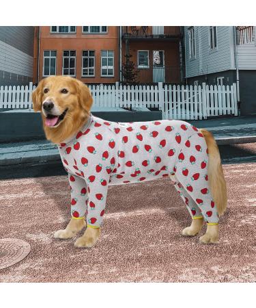 Rehabilitation Suit for Medium & Large Dogs - Breathable Full Cover Pajamas for Post-Op Recovery & Skin Protection | Cone Collar Alternative - Size 32 Strawberry - Buy Online on GoSupps.com