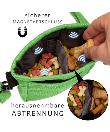 Ostfriesenpfoten Frieda Dog Treats - High-Quality Synthetic Leather Gassitasche in Green (Size L) - EasyOpen Single-Handed Lock - International Shipping Available - Buy Online on GoSupps.com