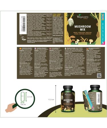Mushroom Complex - 6 Vital Mushrooms (Reishi Cordyceps Shiitake Chaga Hericium Agaricus) | Vegan & Pure | Beta-Glucane + Polysaccharide | Laboratory Tested | German Quality by Vegavero | International Shipping - Buy Online on GoSupps.com