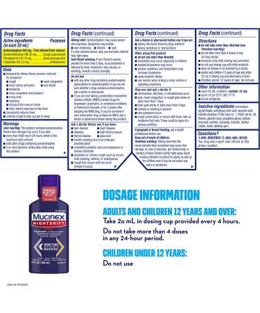 MUCINEX Nightshift Sinus 6 fl. oz. - Fever, Sore Throat, Runny Nose Relief | Nasal Congestion & Cough Control - Buy Online on GoSupps.com