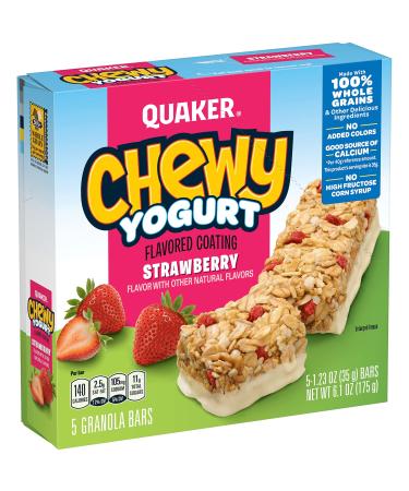 Quaker Yogurt Chewy Granola Bar, Strawberry, 5 Bars , net weight 6.1 ounce (Pack of 6) (Packaging may vary)