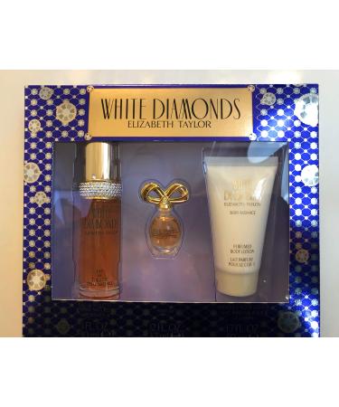 Elizabeth Taylor White Diamonds Ladies Gift Set With Spray Body Lotion & Body Wash