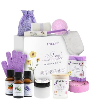Luxury 18pc Bath Gift Set | French Lavender Spa Basket for Men & Women | Handmade Relaxation Kit with Body Oils Lip Balm Candle & Bath Bombs - Buy Online on GoSupps.com
