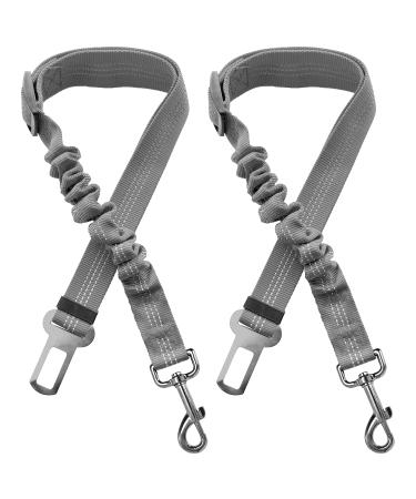 Xundefeng 2 pieces dog car career seat belt dog leash leash stipper stampers pet cat dog bungee flexileine adjustable lead clip safety belts gray gray 2 pieces