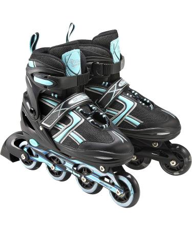 XinoSports Kids Adjustable LED Inline Skates - Black Youth Big Kid Large 5-8 - Indoor & Outdoor Roller Blades with Illuminating Wheels - Buy Online on GoSupps.com