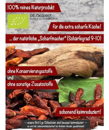 Buy Direct&Friendly Organic Chili Bird Eye Hot Dried Pods - 200g (1 Pack) | International Shipping Available - Buy Online on GoSupps.com