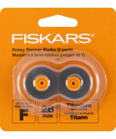 Fiskars 157390-1001 Titanium Rotary Replacement Blades, 28mm, 2 Pack,Silver/Orange
